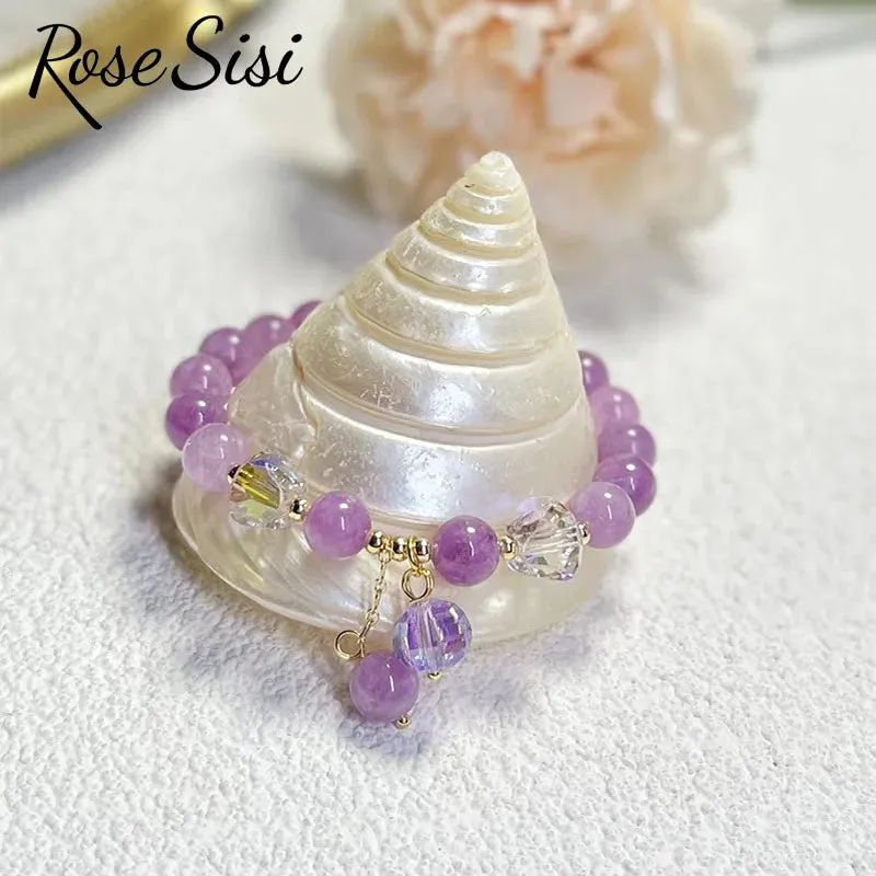 Rose sisi Korean style fresh beaded transfer crystal bracelet for women friendship bracelet female white crystal safety buckle