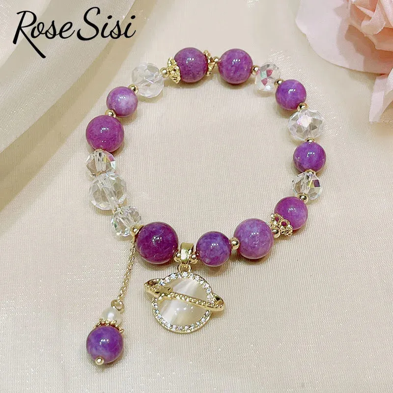 Rose sisi Korean style fresh beaded transfer crystal bracelet for women friendship bracelet female white crystal safety buckle