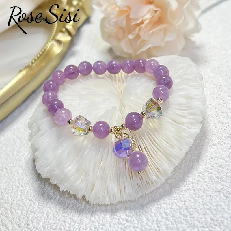 Rose sisi Korean style fresh beaded transfer crystal bracelet for women friendship bracelet female white crystal safety buckle