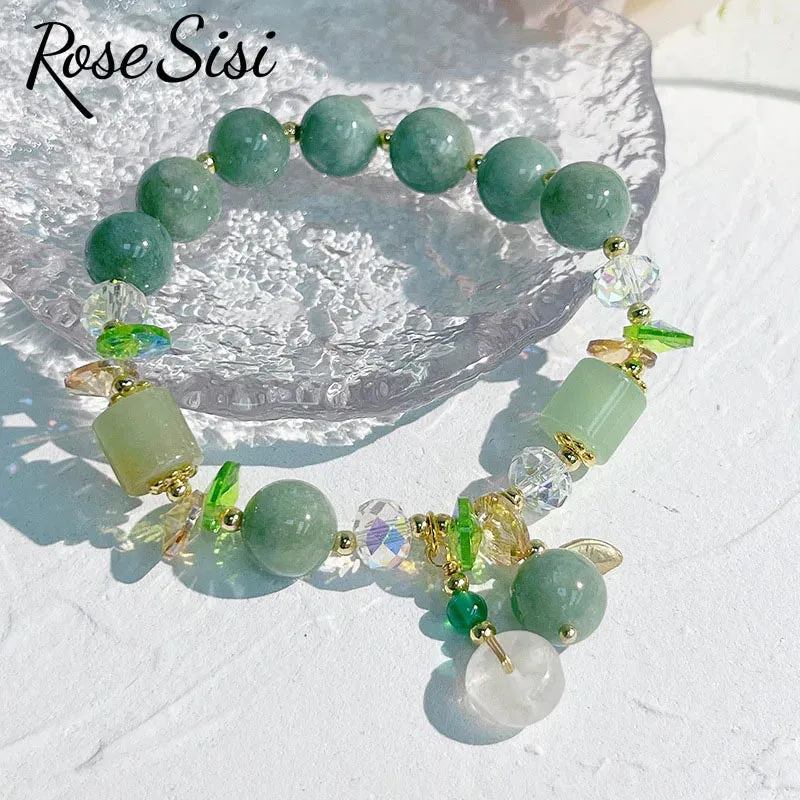 Rose sisi Korean style fresh beaded transfer crystal bracelet for women friendship bracelet female white crystal safety buckle