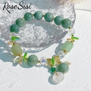 Rose sisi Korean style fresh beaded transfer crystal bracelet for women friendship bracelet female white crystal safety buckle