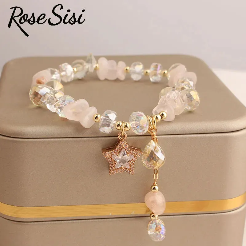 Rose sisi Korean Style fresh crystal bracelets personality star pendant charm bracelet for woman jewelry gift for girlfriend