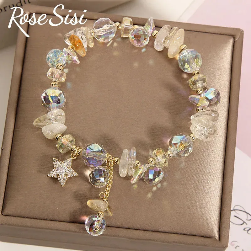 Rose sisi Korean Style fresh crystal bracelets personality star pendant charm bracelet for woman jewelry gift for girlfriend