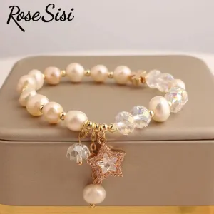 Rose sisi Korean Style fresh crystal bracelets personality star pendant charm bracelet for woman jewelry gift for girlfriend
