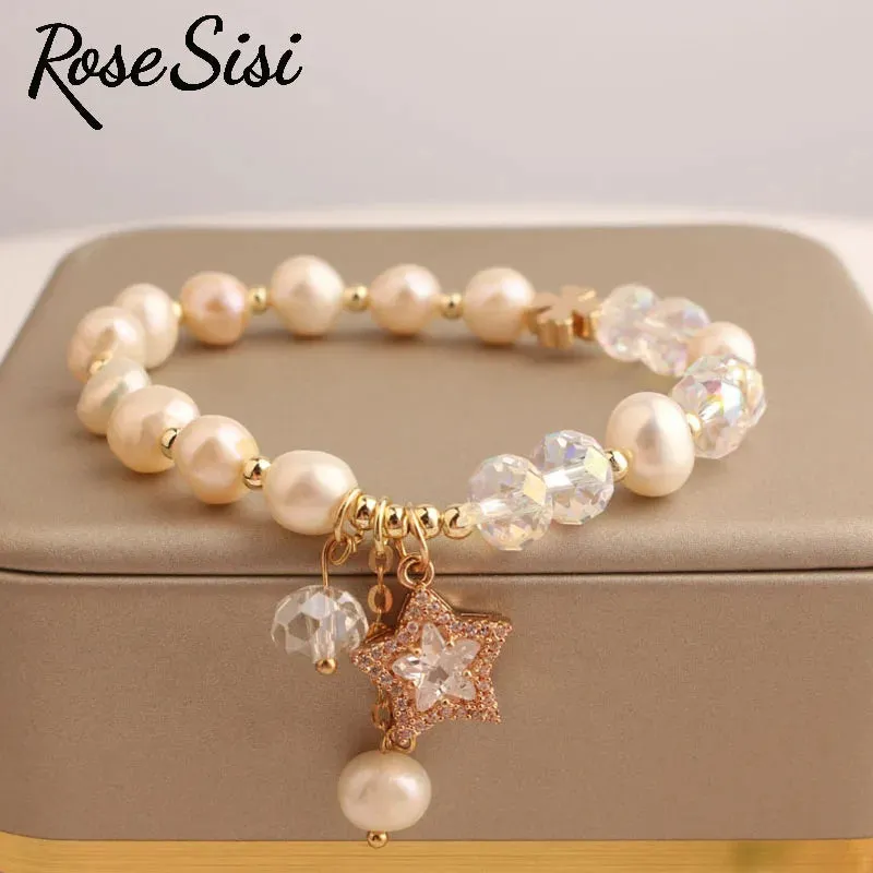 Rose sisi Korean Style fresh crystal bracelets personality star pendant charm bracelet for woman jewelry gift for girlfriend