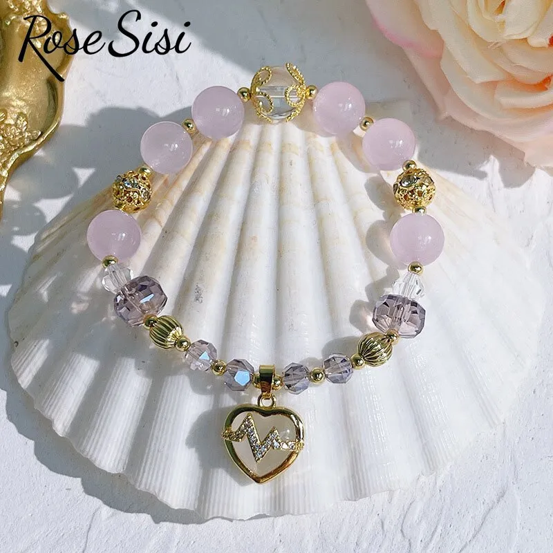 Rose sisi Korean version fresh apple bead bracelets female fresh romantic natural stone bracelet for woman shell Ruyi lock gift