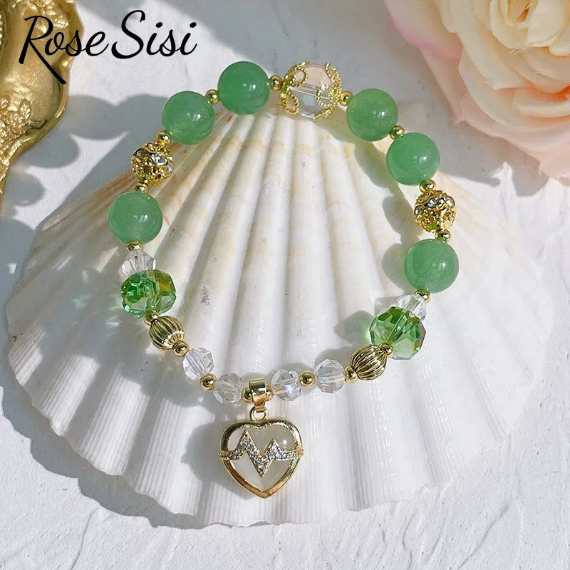 Rose sisi Korean version fresh apple bead bracelets female fresh romantic natural stone bracelet for woman shell Ruyi lock gift