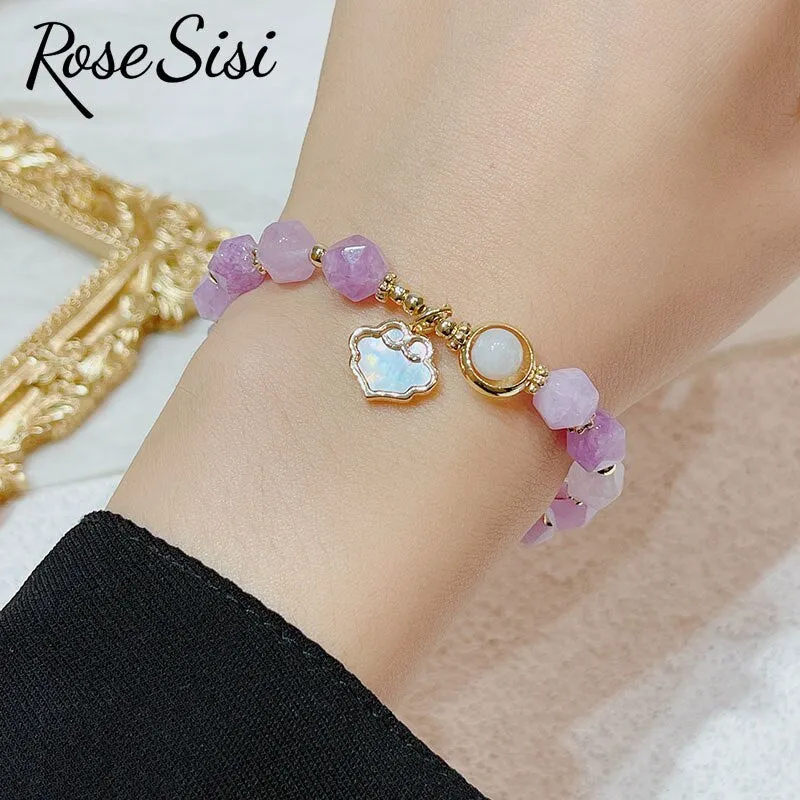 Rose sisi Korean version fresh apple bead bracelets female fresh romantic natural stone bracelet for woman shell Ruyi lock gift