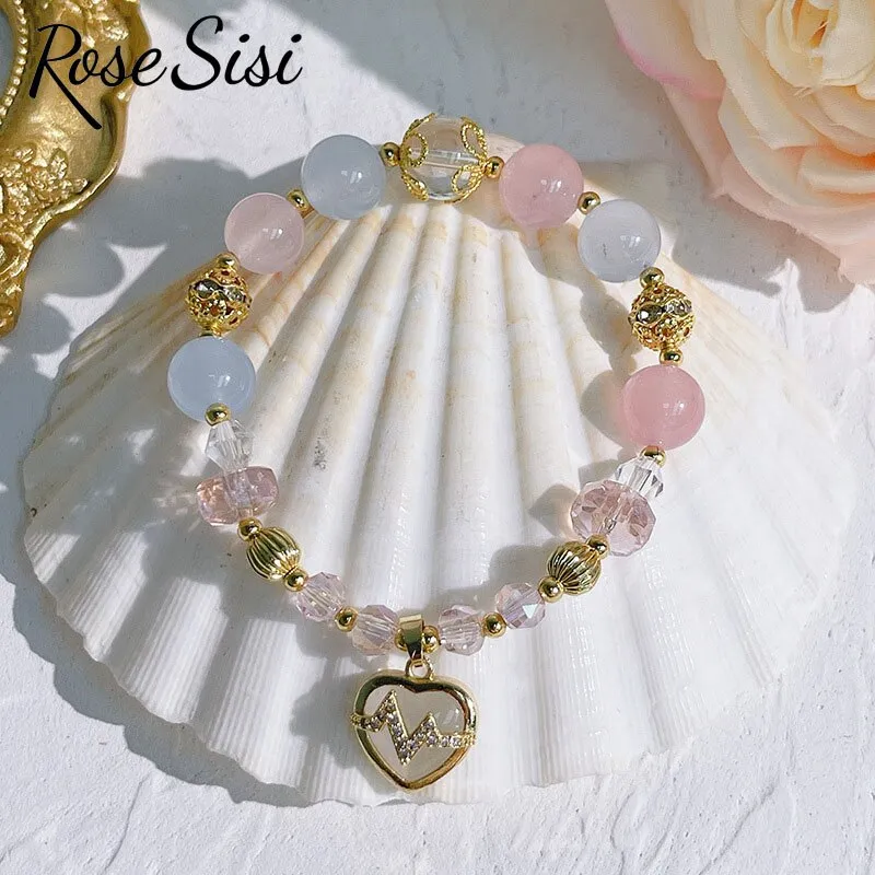 Rose sisi Korean version fresh apple bead bracelets female fresh romantic natural stone bracelet for woman shell Ruyi lock gift