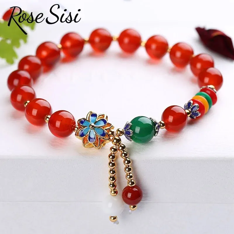 Rose sisi New Chinese style crystal bracelet for women color  jewelry handmade women's bracelet transfer present for gift