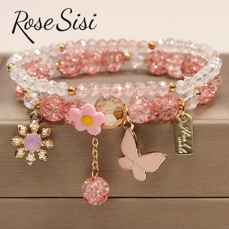Rose sisi new style crystal bracelet female Korean style student Crystal transfer bracelet for women friend friendship jewelry