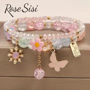 Rose sisi new style crystal bracelet female Korean style student Crystal transfer bracelet for women friend friendship jewelry