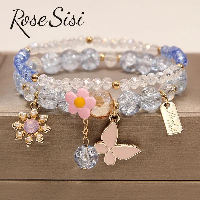 Rose sisi new style crystal bracelet female Korean style student Crystal transfer bracelet for women friend friendship jewelry
