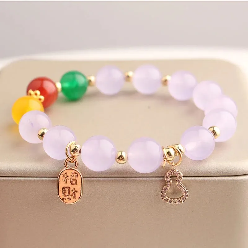 Rose sisi Zodiac Year Red Agate Female Bracelet Transit Tiger Strawberry Crystal Pearl Girl jewelry for women jewelry gift