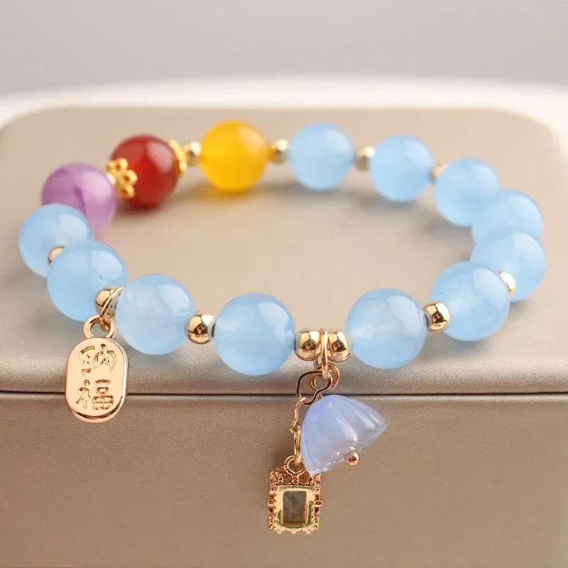 Rose sisi Zodiac Year Red Agate Female Bracelet Transit Tiger Strawberry Crystal Pearl Girl jewelry for women jewelry gift