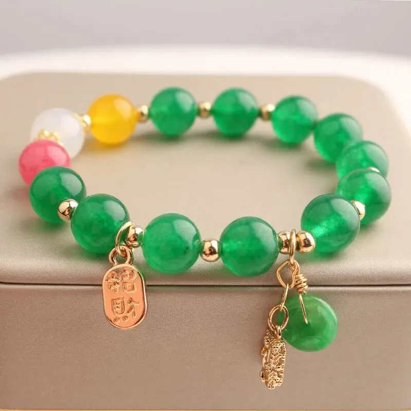 Rose sisi Zodiac Year Red Agate Female Bracelet Transit Tiger Strawberry Crystal Pearl Girl jewelry for women jewelry gift