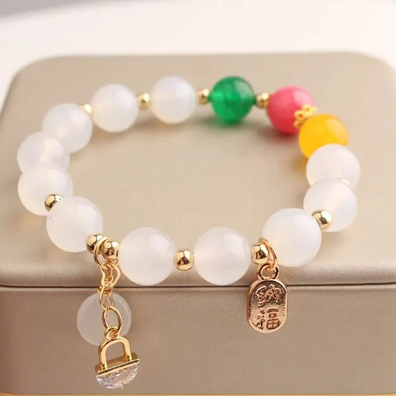 Rose sisi Zodiac Year Red Agate Female Bracelet Transit Tiger Strawberry Crystal Pearl Girl jewelry for women jewelry gift