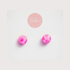 Round Stud Earrings (Cheetah)