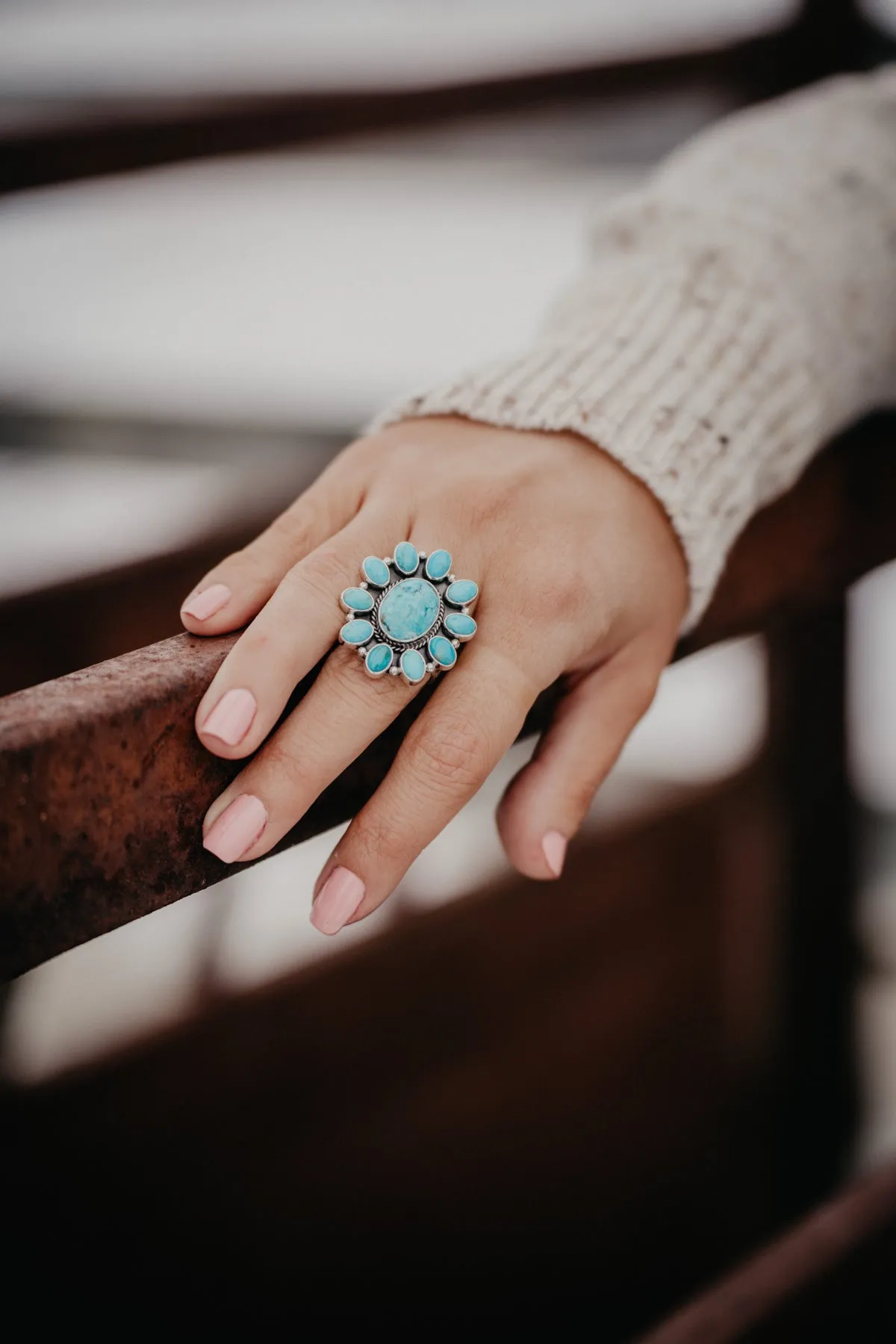 Royston Turquoise Cluster Rings (Adjustable)