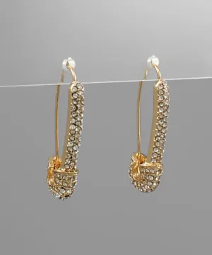 Safety Pin Earrings Gold