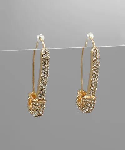 Safety Pin Earrings Gold