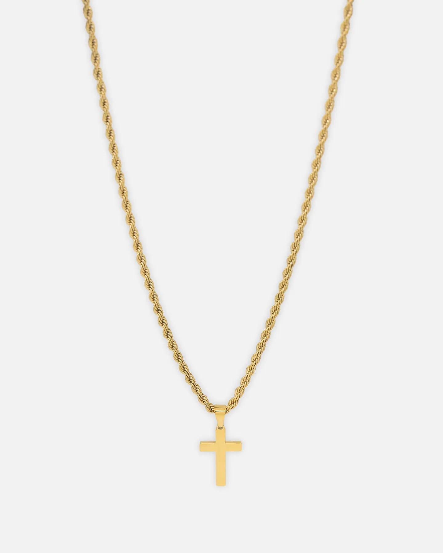 Saint Morta Cross Pendant Rope Chain & Bracelet Bundle Gold