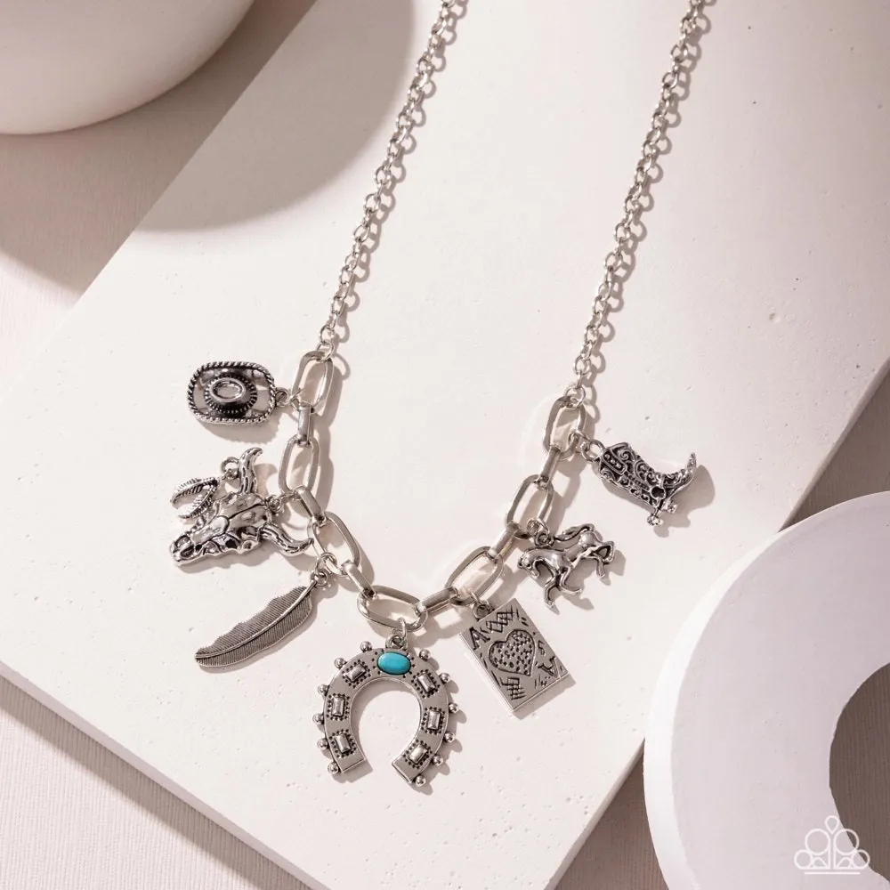 Saloon Girl - Blue (Turquoise) Charm Necklace (LOP-1224)