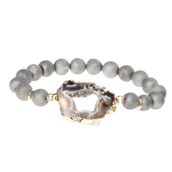 Scout Curated Wears Geode Stack Bracelet - Grey/Storm/Gold