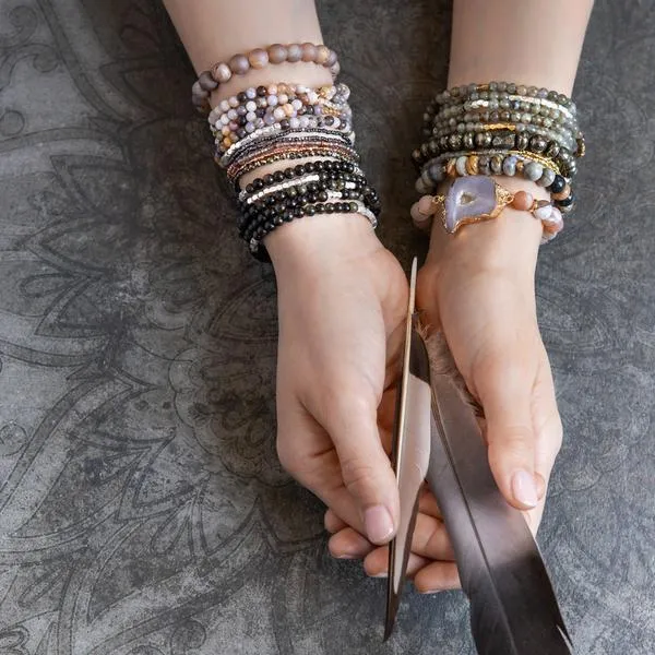 Scout Curated Wears Geode Stack Bracelet - Grey/Storm/Gold