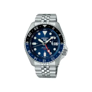 Seiko 5 Sports GMT SSK003K1 Automatic Men's Watch | Blue Dial with Silver Stainless Steel Band