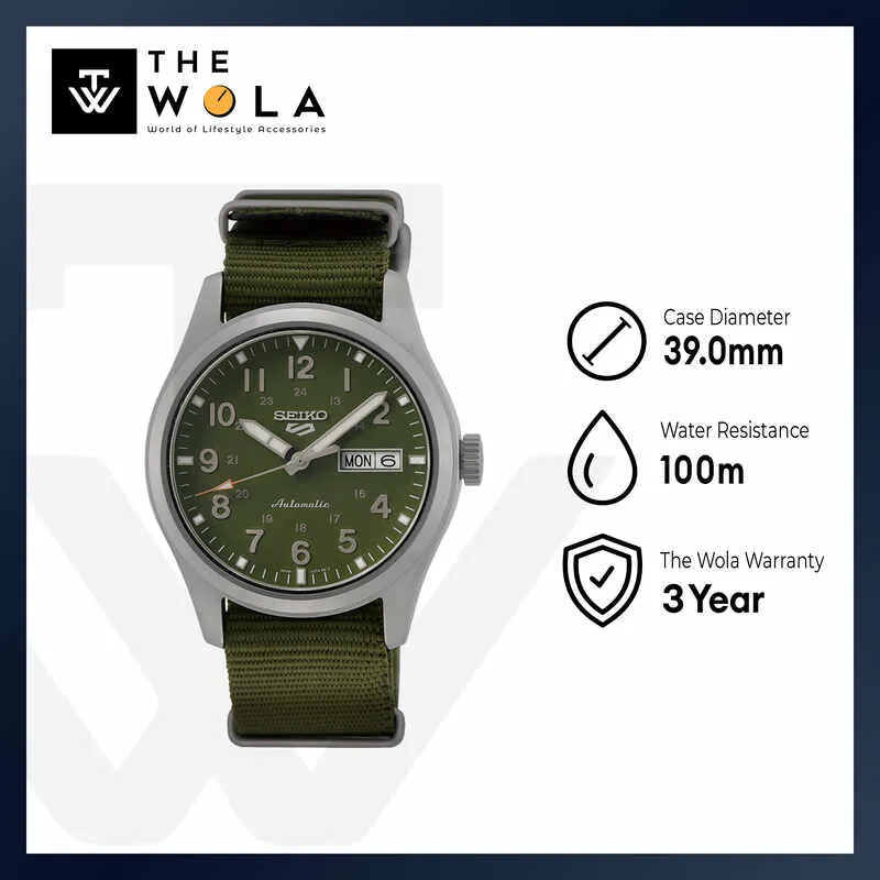 Seiko 5 Sports Superman SRPG33K1 Automatic Men's Watch with Army Green Nylon Band