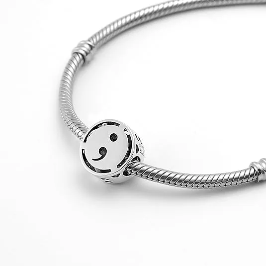 Semicolon Mental Health Awareness Silver Bead Charm