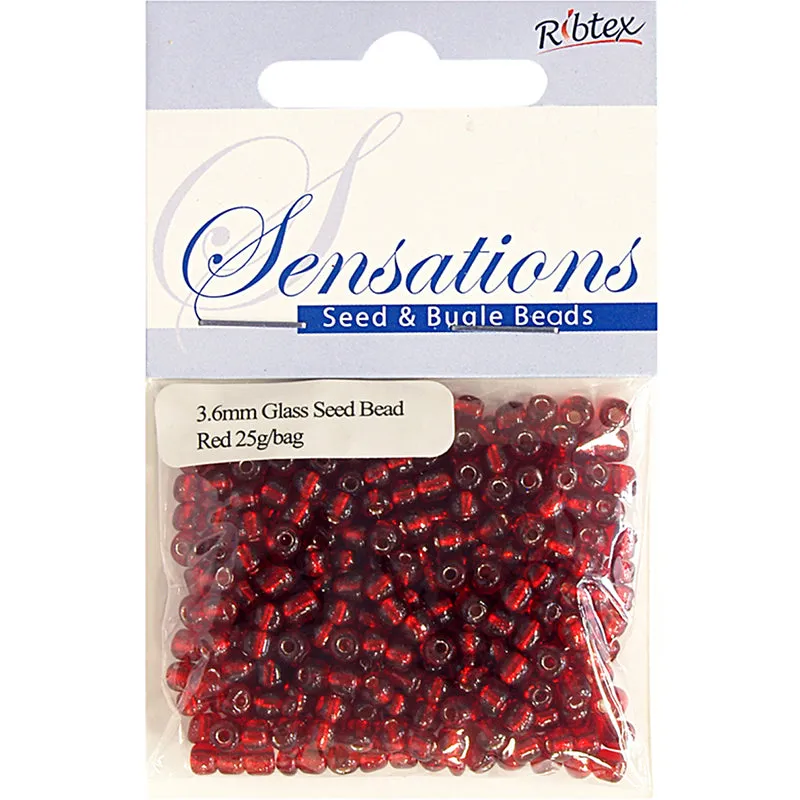 SENSATIONS BEAD GLASS SEED RED 3.6MM 25G