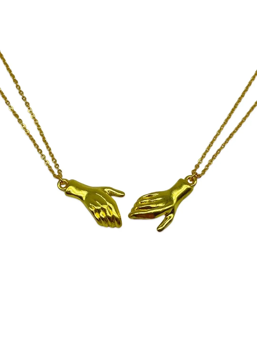 (Set of 2) Gold Plated Hand Holding Magnet Bracelets