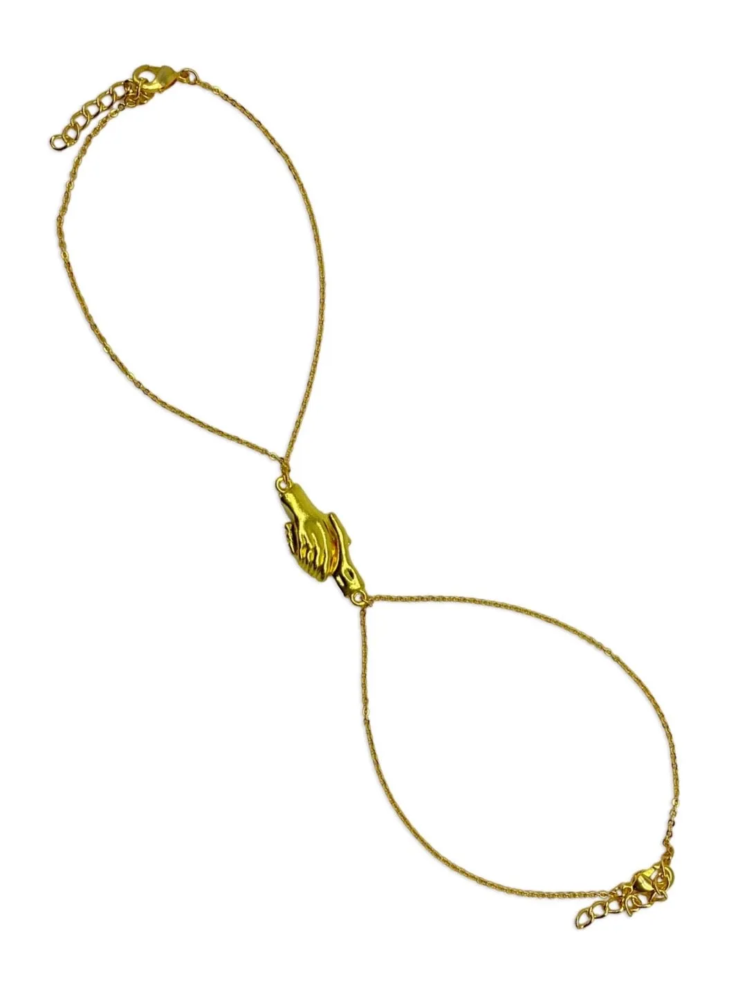 (Set of 2) Gold Plated Hand Holding Magnet Bracelets