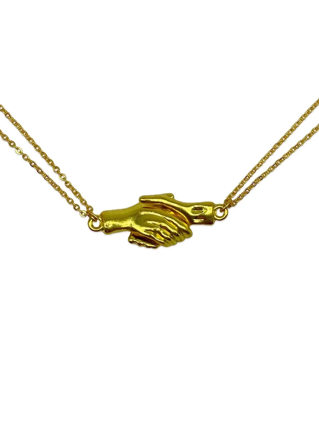 (Set of 2) Gold Plated Hand Holding Magnet Bracelets