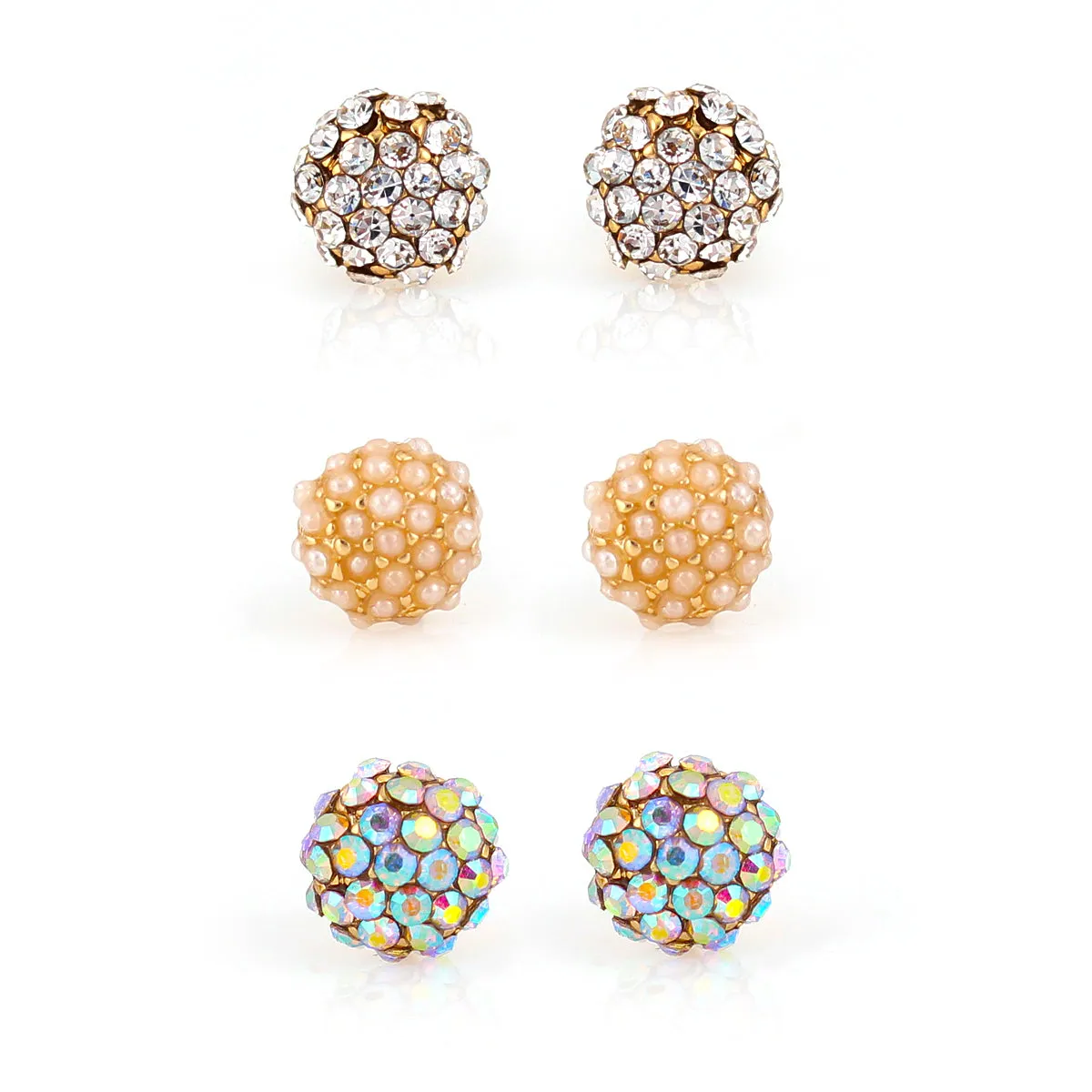 SET OF 3 CRYSTAL STUD  EARRINGS #SWR-CP5593 (GH1)