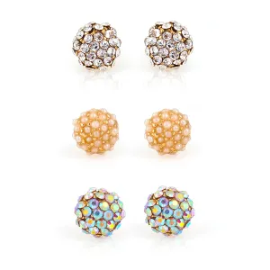 SET OF 3 CRYSTAL STUD  EARRINGS #SWR-CP5593 (GH1)