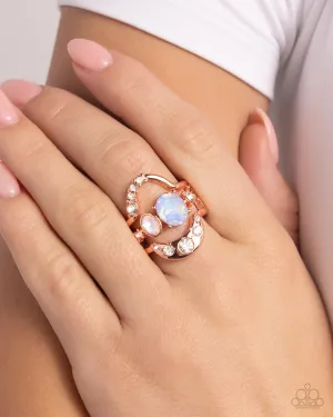 Shopaholic Statement - Copper - Opalescent and Peach Rhinestone Gem Oval Paparazzi Ring