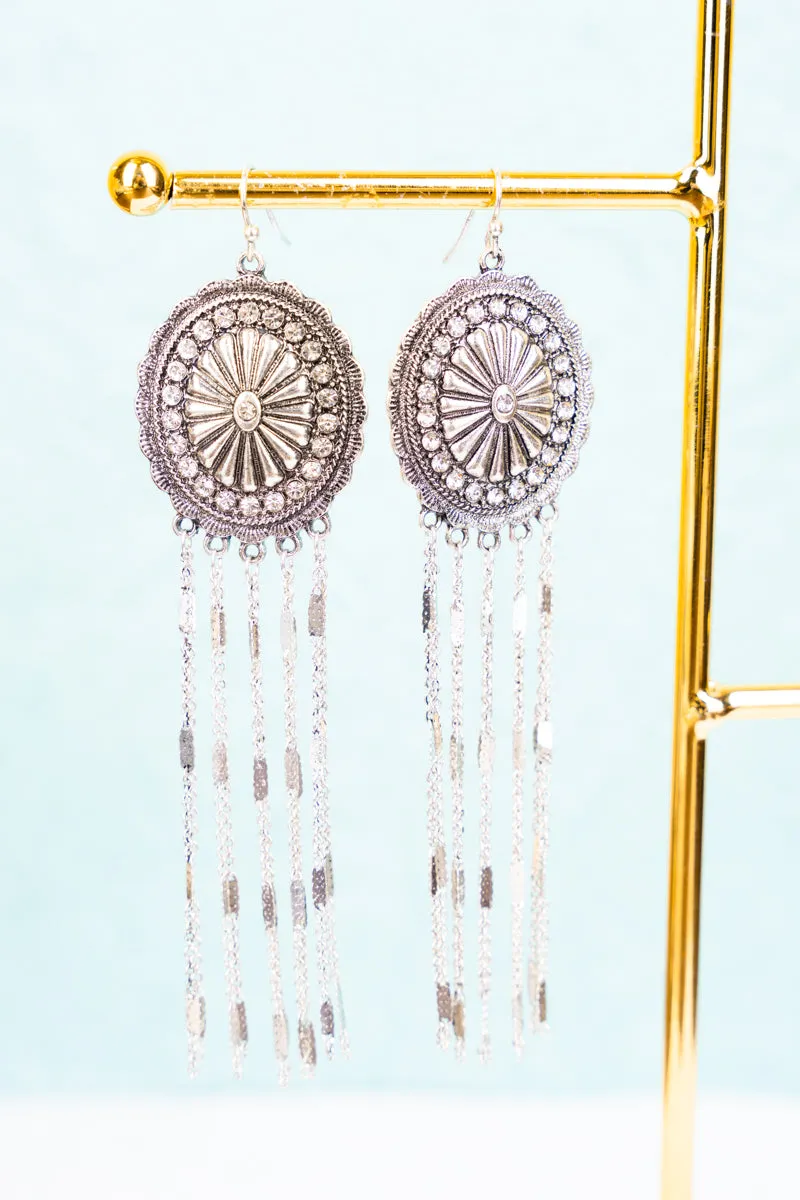 Show Stopper Crystal Silvertone Fringe Earrings