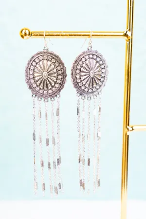 Show Stopper Crystal Silvertone Fringe Earrings