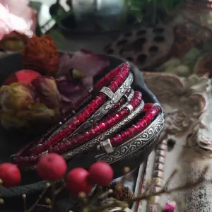 SHOWCASED GEMSTONE BANGLE - Sterling Silver Garnet Bangle Bracelet