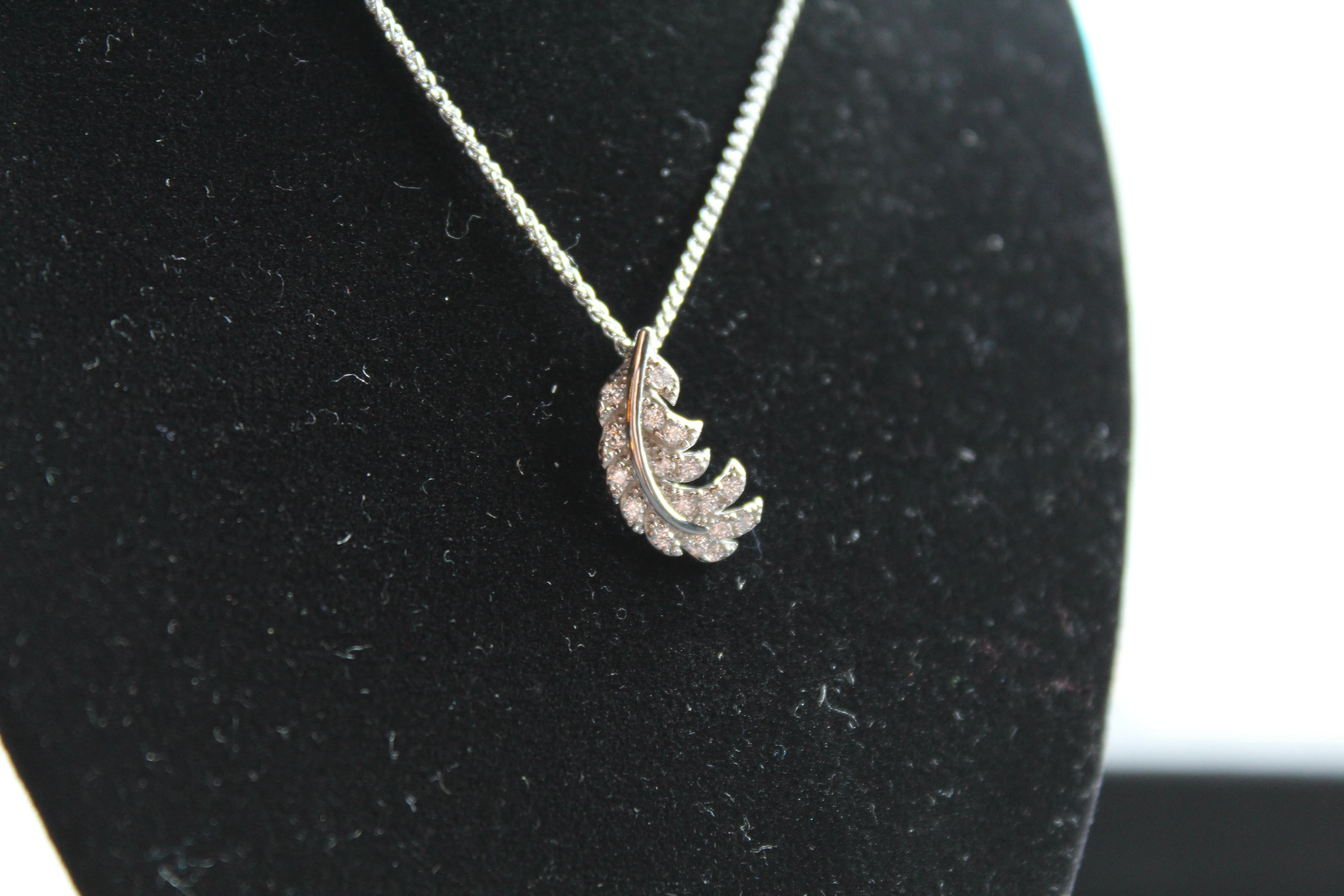 Silver & Clear CZ Feather Pendant with Chain