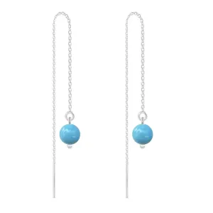 Silver Chain Pearl Earrings with Turquoise