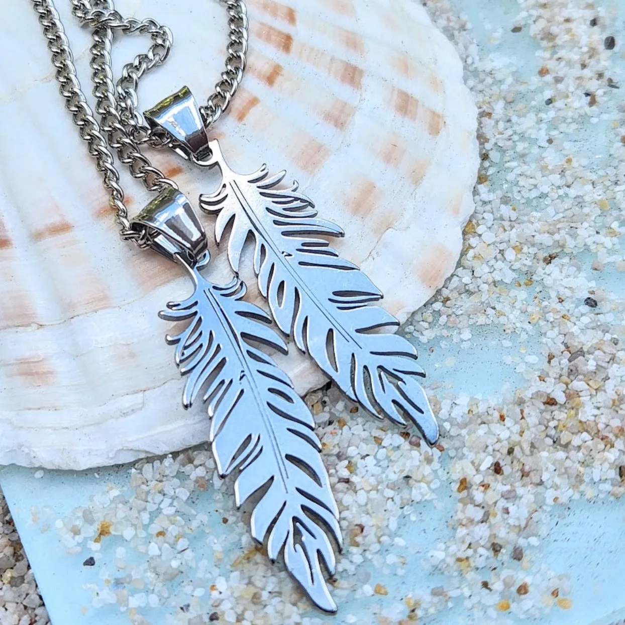SILVER FEATHER  - MEN'S WATERPROOF NECKLACE