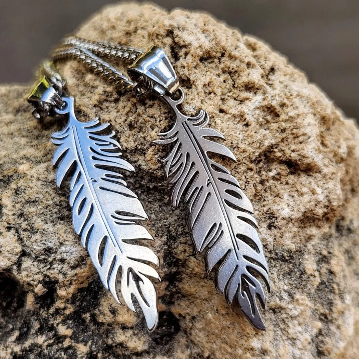 SILVER FEATHER  - MEN'S WATERPROOF NECKLACE