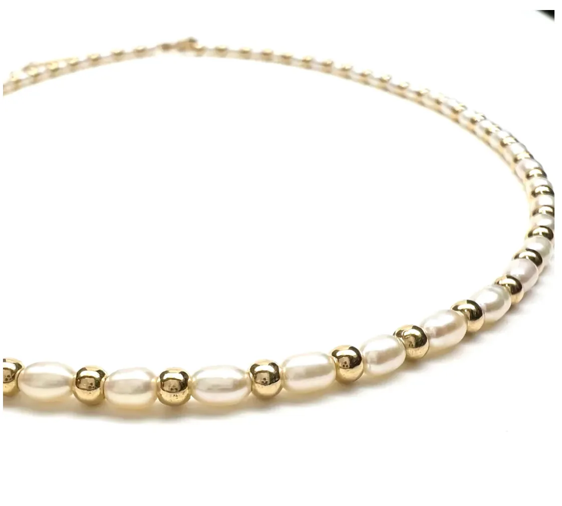 SIlver Girl Pearl & Bead Necklace GF