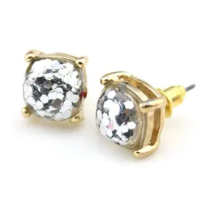 Silver Glitter Gold Tone Earrings