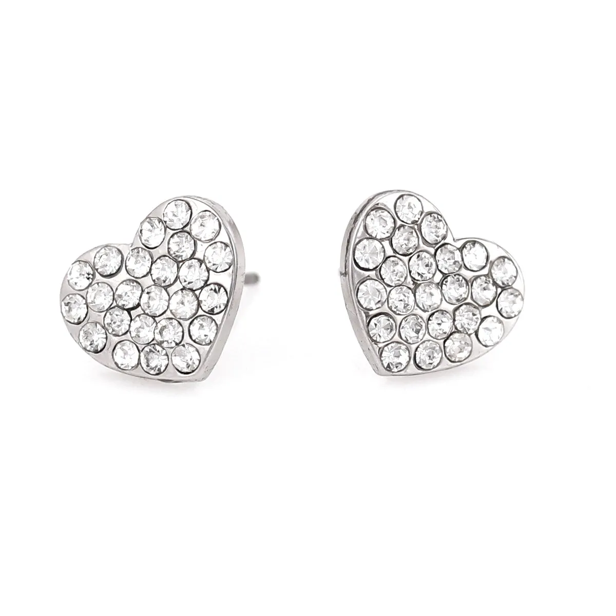 SILVER HEART CRYSTAL EARRINGS #HNE86555RDCR (RD27)