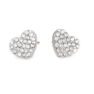 SILVER HEART CRYSTAL EARRINGS #HNE86555RDCR (RD27)
